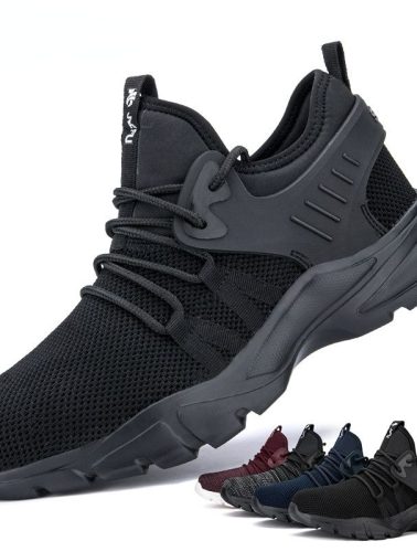 JIEFU Non Slip Shoes for Men Food Service Slip On Sneakers Men Steel Toe Shoes for Work Comfortable Construction Safety Footwear